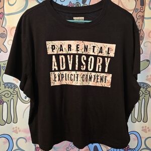 Torrid Size 1 Parental Advisory Floral Crop Top Tee Shirt T-Shirt 90's